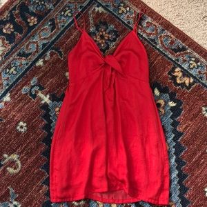 Red slip dress